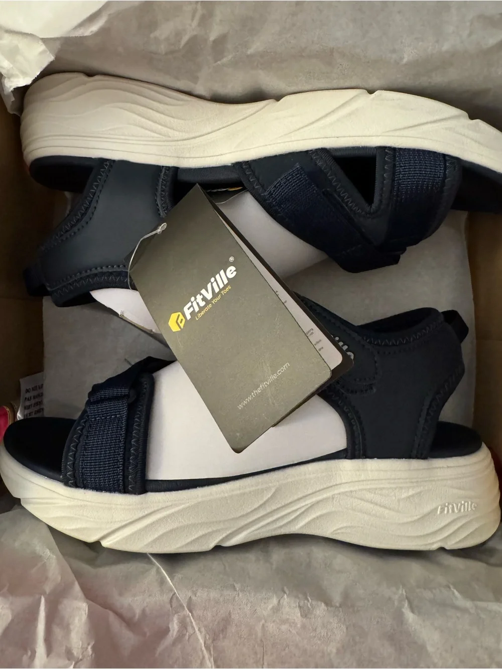 Women's Navy Athletic Sandals with Cushioned WhiteSole